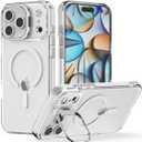Nvollnoe for iPhone 17 Case Compatible with MagSafe Military Grade Shockproof Heavy Duty Protective Adjustable Kickstand Matte Semi Clear Phone Case for iPhone 17 (Clear)