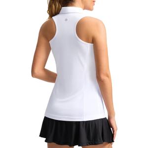 Women's Sleeveless Golf Shirt Zip Up Quick Dry Collared Tank Tops Racerback Tennis Athletic Polo Shirts for Women(A-White, S)