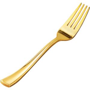 Goodluck 50 Pack Gold Plastic Forks, Heavy Duty Forks Disposable, Plastic Cutlery Perfect for Weddings, Parties, Dinners and Thanksgiving
