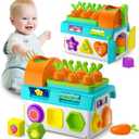 Montessori Toys for 1-2 Year Old Boys Girls, 1st First Birthday Gift for One Year Old, Baby 12-18 Month Educational Shape Matching Game w/ Lights & Sound, Fine Motor Learning Toys for Toddlers 1-3 (Blue)