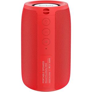 Musibaby M68 Portable Bluetooth Speaker, Bluetooth Speakers Wireless with Deep Bass, Small Waterproof Speaker for Home and Outdoor Use, Dual Pairing, FM Radio, USB/AUX Input, 24H Playtime(Pure Red)