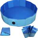 Chicken Dust Bath Tub, Foldable 33" Chicken Bath Dust PVC Pet Sand Bath Pool for Chickens, Ducks, Cats, Dogs, Quails for Farms, Chicken Coops Lime (Blue)