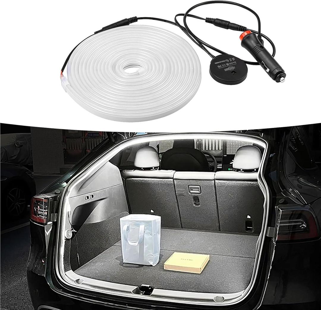 Trunk LED Light Strip for 2022-2026 Tesla Model Y Trunk Cargo Ambient Lighting for New Tesla Model Y 2025 Refresh (Juniper) Trunk Accessories Ambient Lights Sensor Auto ON/Off Waterproof (Cold White)