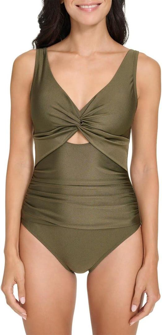 DKNY Women's Swimsuit One Piece (Medium, Green)