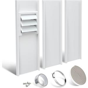 LBG Products Dryer Vent Window Kit with Self-closing Vent Cover with Screen for 4" Diameter Dryer Vent Hose,Adjustable Window Seal Plates Kit for Sliding Windows and Hung Windows,Up to 47 inches