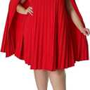 KEYUFANG Womens Plus Size Cape Sleeve Elegant Loose Pleated Short Dress for Cocktail Party (XX-Large, 65red)