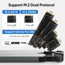 NVMe Enclosure, M.2 SATA SSD Case, PCIe Gen 4x4 10Gbps External Aluminum Adapter, Heatsink Pad Included Tool-Free for M & M+B Key and Size 2230/ 2242/ 2260/ 2280 SSDs