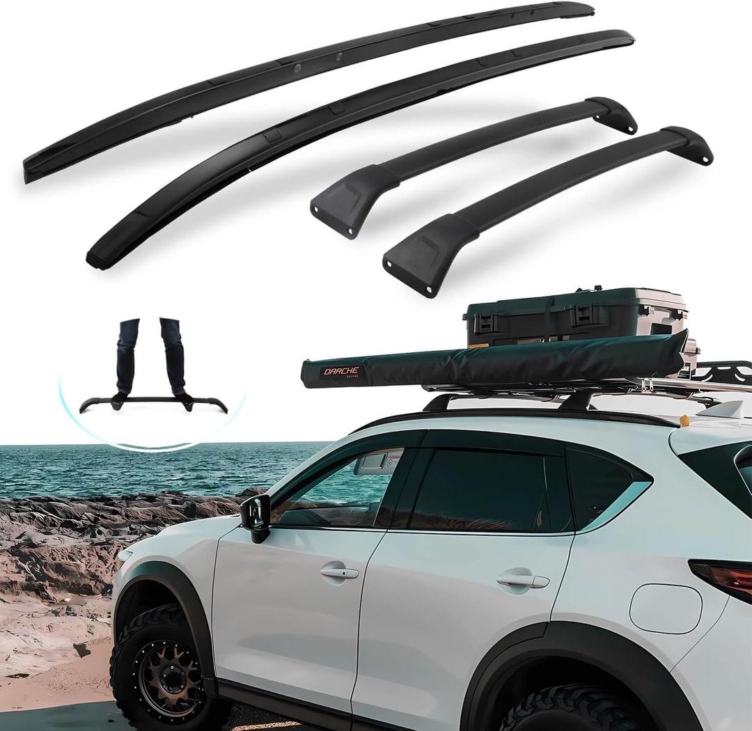 SNIXWOO Roof Rails & Cross Bars for Mazda CX5 CX-5, Easy Installation, No Drilling Required, Complete Set in Sleek Black (2017-2025)