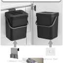 Countertop Compost Bin - 1.3 Gallons Hanging Small Trash Can with Lid for Kitchen Bathroom, Under Sink Kitchen Trash Can, Indoor Counter Compost Bucket with Lid, 5L(Black)