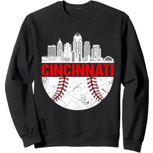 Cincinnati Vintage Baseball Distressed Men Women Sweatshirt, size: L