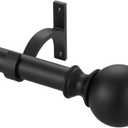 Matte Black Curtain Rods 28 to 86 Inch, Decorative Curtain Rods with Round Finials, Heavy Duty 1-Inch Telescoping Drapery Rods, Splicing Decorative Curtain Rods Matte Black