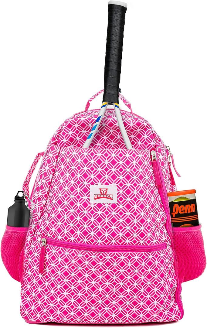 Tennis Racket Backpack for Women  Lightweight Tennis Bag Stores 2 Rackets, Balls, and Sports Gear  Backpack (Pink)