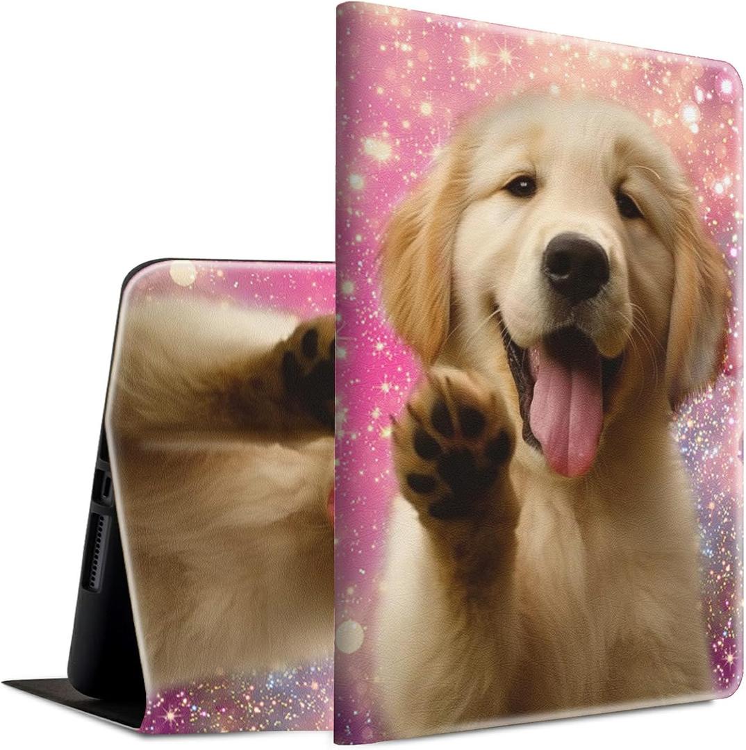 Case for All-New Kindle Fire HD 10 & 10 Plus Tablet 11th/13th Generation 2021/2023 Lightweight Smart Case Adjustable Stand Protective Cover with Auto Wake/Sleep - Golden Retriever Puppy Dog