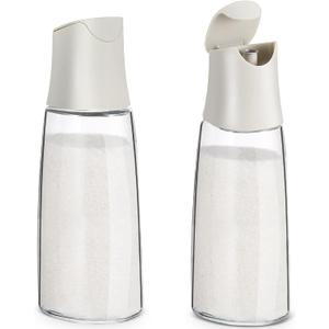 Baderke 2 Pcs Glass Sugar Dispenser with Pour Spout, 15 oz Glass Sugar Container Dispenser for Coffee Bar Accessories for Coffee, Tea and Baking