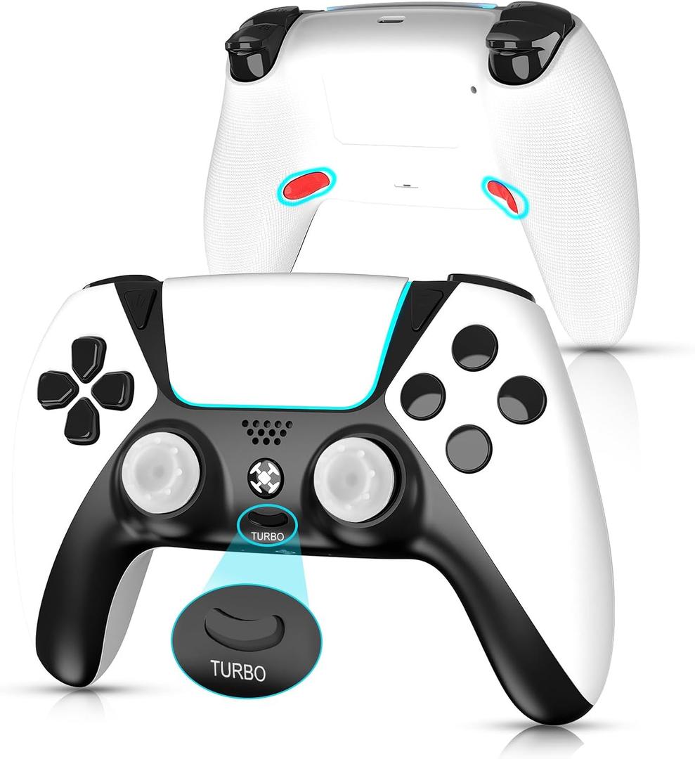 Replacement for Luna Controller,Ymir Wireless Controller for Fire TV with Back Paddles/Turbo/1200 mAh Battery,Mando Made for Amazon Luna/PS4/PC,White