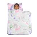 Pink and Aqua Unicorn Toddler Nap Mat with Pillow and Blanket