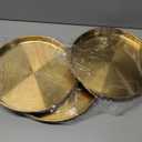 Thenshop 3 Pcs 12 Inch Gold Round Serving Tray Stainless Steel Circle Decorative Vanity Gold Plate Metal Jewelry Makeup Organizer Dishes for Gift Wedding Coffee Table Bathroom Dessert Christmas