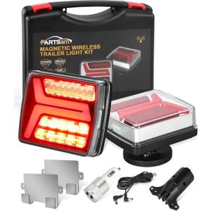 Partsam LED Wireless Trailer Lights Kit Magnetic Towing Tail Lights 58LED Universal Stop Turn Running Light with License Plate Light Dual USB Cable Charges for Trailers IP67 10-30V