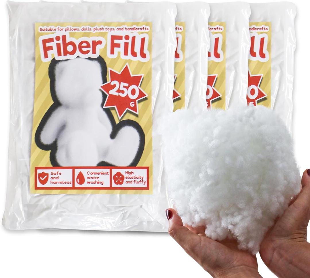 Premium High-Loft Polyester Fiber Fill -Ultra Soft & Hypoallergenic Stuffing for Pillows, Stuffed Animals,DIY Crafts, Cushions-Non-Clumping,High Resilience Pillow Stuffing Material (250g/8.8oz)