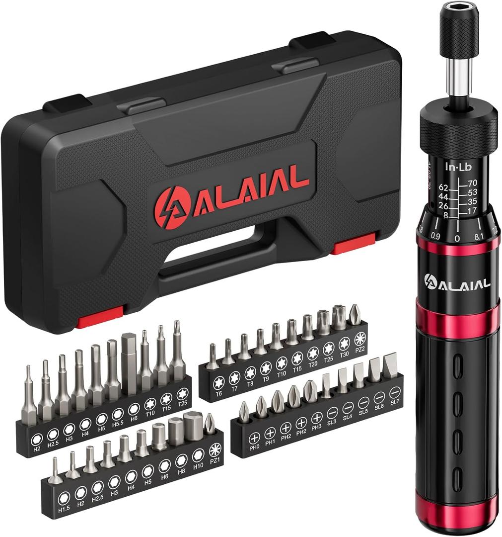Torque Screwdriver Wrench Driver Set, 41 Pcs 8-70 Inch Pound Torque Screwdriver Set, 1/4" Small Torque Wrench Screwdriver for Bike, Scope Mounting & Device Assembly