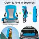 SUNW 2 Pack Blue Low Back Folding Beach Chair, 300lbs Lightweight Portable Camping Chair with Cup Holder