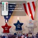 4th of July Star Shaped Flameless Candles with Remote and Timer, Real Wax Red White and Blue LED Candles, 250th Anniversary Patriotic Battery Operated Fourth of July Decor Set