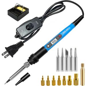 Soldering Iron Heat Set Insert Tool, 80W 110V LCD Digital Soldering Welding Iron Kit with Iron Tips and Heat Set Insert Tips, 16-in-1 Adjustable Temperature 180-500 Solder Kit, Blue