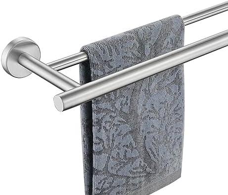 JQK Double Bath Towel Bar, 16 Inch 304 Stainless Steel Thicken 0.8mm Towel Rack Bathroom, Towel Holder Brushed Finished Wall Mount, Total Length 19.16 Inch, TB100L16-BN