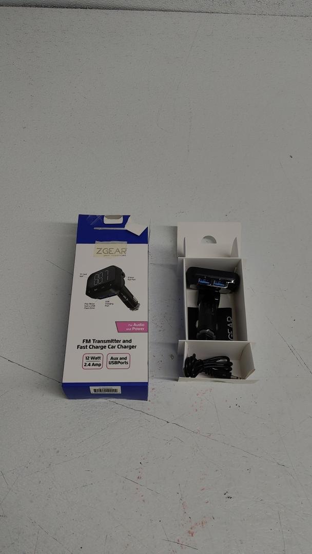 ZGear FM Transmitter and Fast Charging Car Charger, 12 W, 2.4 Amp