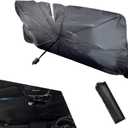 Downhill Car Windshield Sunshade Umbrella, Foldable Car Umbrella Sunshade, Sun Protection Thickened Protective Sun Shade, 31.5In x 55In Front Window Heat Insulation Protection, for Most Cars (Silver)