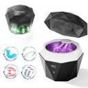 15W Ultrasonic Retainer Cleaner with 2 * 2000mAh Rechargeable Battery, LUMYSPACE 435KHz Denture Cleaner Machine, Digital Timer & U-V-C Lights for Braces Night Guard Mouthguard Aligners Jewelry