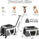 PETSFIT Airline Approved Cat Carrier with Wheels Designed for Small Dogs/Cats with Adjustable Safety Rope & Removable Wheels