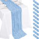 10 Pack Light Blue Cheesecloth Table Runner 17x108 Inch Boho Gauze Cheese Cloth Table Runners for Wedding Party Baby Shower Birthday Home Decor