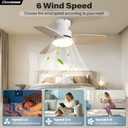 Conciseer 30 Inch Ceiling Fans with Lights and Remote, Bedroom Living Room Office, Flush Mount, 6CCT Dimmable, Dual Color 3 Blades 6 Speed Reversible Quiet DC Motor, White/Wood Grain