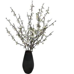 ATFL Artificial Plum Blossom Flowers,6 Pcs Faux Branches for Vase,Artificial Cherry Blossom Branches for Table Accessories Party Beach Theme Office Home Decor (White)