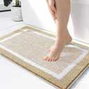 OLANLY Small Bathroom Rugs 24x16, Extra Soft and Absorbent Microfiber Bath Rugs, Non-Slip, Machine Washable, Quick Dry Shaggy Bath Carpet, Bath Mats for Bathroom Floor, Tub, Shower, Light Beige