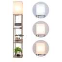 Floor Lamp with Shelves, Modern Square Standing Lamp with 3 Color Temperature Bulb, Corner Display Bookshelf Lamp for Living Room, Bedroom and Office （Grey）