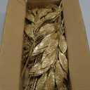 Winlyn 30 Pcs Christmas Artificial Leaf Sprays Cedar Picks Gold Glittered Christmas Tree Ornaments Floral Stems for Gold Christmas Tree Wreaths Swag Centerpieces Holiday Seasonal Wedding Decorations