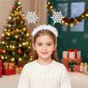 QDTK Christmas Headband Glitter White Snowflake Hair Bands Snowflake Rhinestone Headpiece Christmas Hair Accessories for Women Girls Xmas Holiday Winter Party Supplies