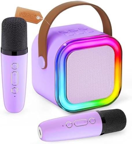 Mini Karaoke Machine for Kids, 2026 TOP Toys Birthday Gifts Ideas for Girls Ages 4, 5, 6, 7, 8, 9, 10, 12+ Years Old, Portable MP3 Player with 2 Wireless Mics for Family Home Party