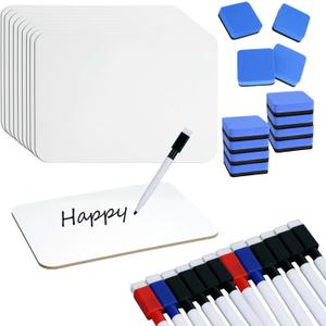 12 Sets Dry Erase Board 5'' x 7'' Mini White Boards Small Whiteboard with Whiteboard Eraser and Marker Pens for Student Classroom Must Haves Office Supplies