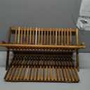 Utoplike Large Teak Dish Drying Rack, Wooden 3 Tier Collapsible Dish Draine for Countertop, Kitchen Organizer for Pasta Plates, Cups