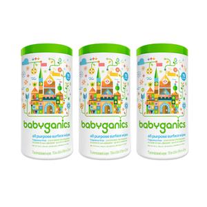 BabyGanics All-Purpose Surface Wipes, Unscented, 75 Count (Pack of 3)