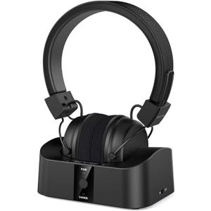 BESIGN BTH02 Wireless Headphones for TV Watching with Bluetooth Transmitter Charging Dock, TV Headphones Wireless for Seniors, Bluetooth Headsets, 100ft Range No Audio Delay