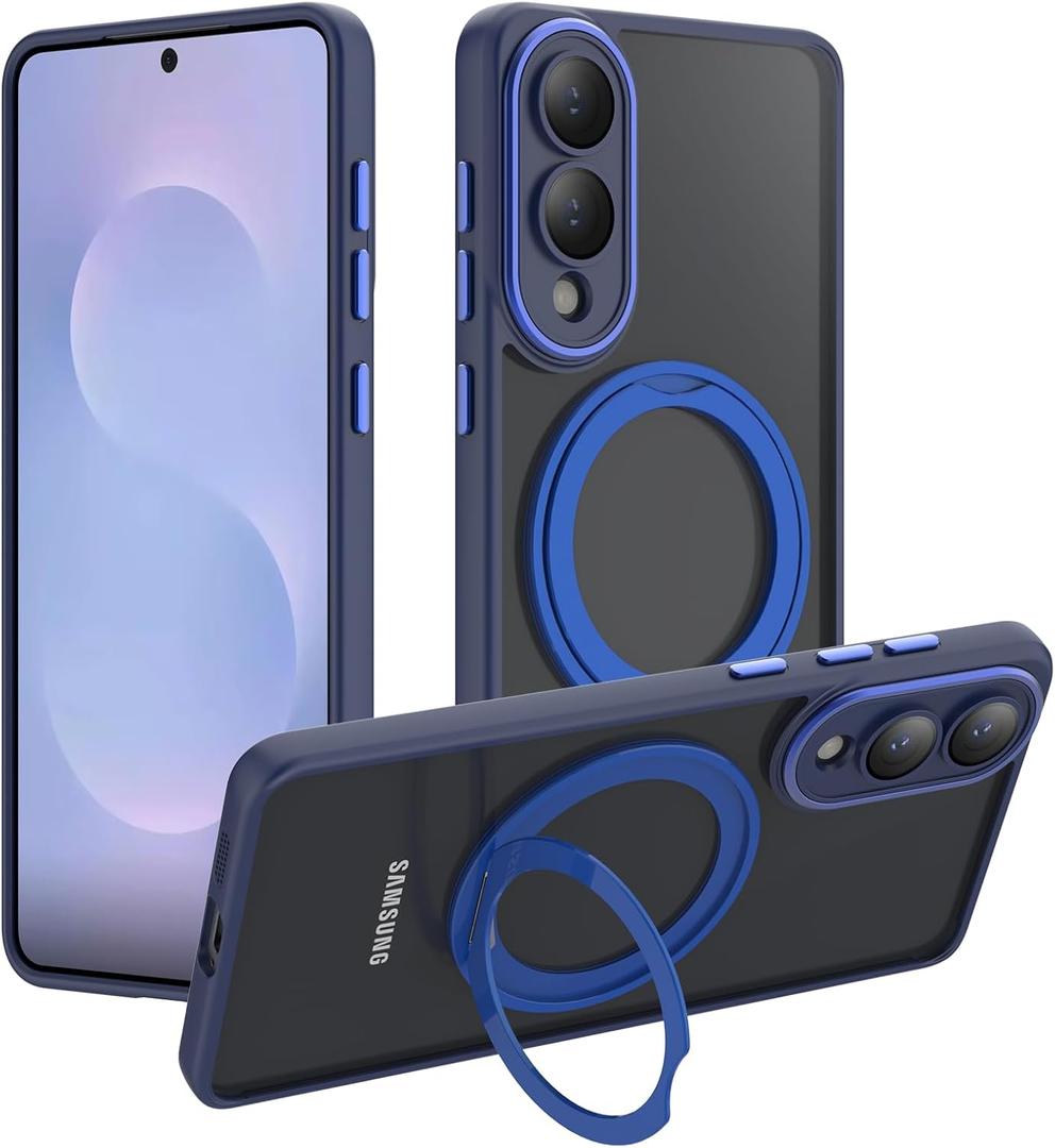 for Samsung Galaxy S25 Edge Case,Magnetic Stand 360Rotatable Ring Stand, Phone Case with Built-in Invisible Kickstand, Compatible with MagSafe, (Blue)