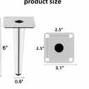 Silver Metal Furniture Legs Heavy Duty Straight Furniture Feet DIY Modern Replacement Legs for Cabinet Sofa Couch Chair-Set of 4 (Silver, 6")