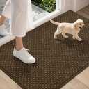 COSY HOMEER Door Mat Non-Slip Entryway Rugs Dirt Trapper, 24"x36", Brown