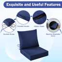 IASEAHK Outdoor Chair Cushions, 24 x 24 Inch Outdoor Cushion for Patio Furniture, Patio Chair Cushion, Waterproof & Fade Resistant Deep Patio Furniture Cushions Set with Handle and Ties, Navy Blue