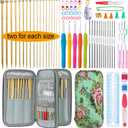 Mdoker 95pcs Knitting Needles Kit&Crochet Hooks Set 36 Straight Bamboo Knitting Needle 12 Small Size Lace Crochet Hook 5 Ergonomic Crochet Needles Knitting Set with Knitting Supplies&Accessories (Green)