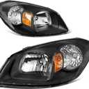 AUTOSAVER88 Headlights Assembly Compatible with 2005-2010 Chevy Cobalt/ 2005-2006 Pontiac Pursuit/ 2007-2009 Pontiac G5 Black Housing Amber Reflector Clear Lens